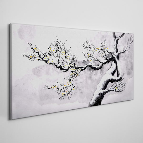 A blooming branch in a monochromatic tone Canvas print