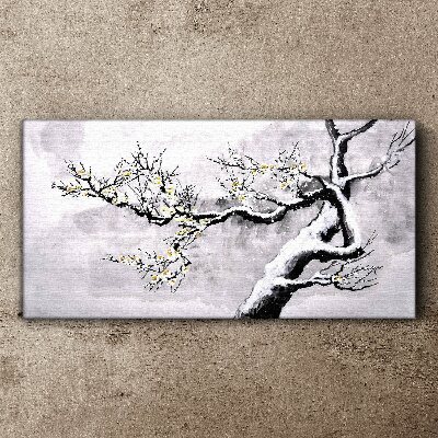 A blooming branch in a monochromatic tone Canvas print