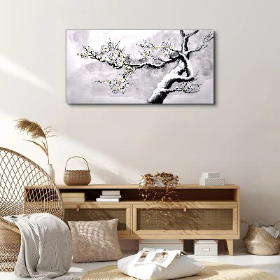 A blooming branch in a monochromatic tone Canvas print
