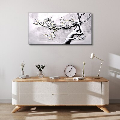 A blooming branch in a monochromatic tone Canvas print