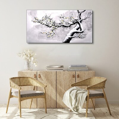 A blooming branch in a monochromatic tone Canvas print