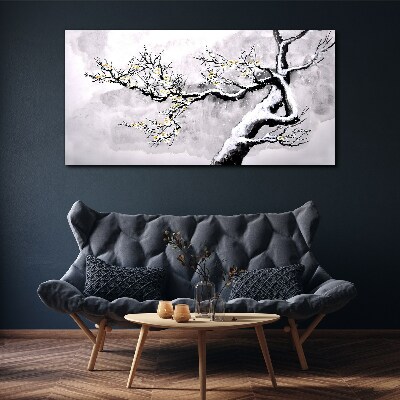 A blooming branch in a monochromatic tone Canvas print