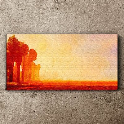 Sunset behind the palm trees Canvas print