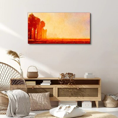 Sunset behind the palm trees Canvas print