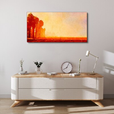 Sunset behind the palm trees Canvas print