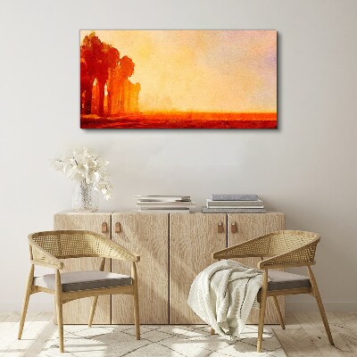 Sunset behind the palm trees Canvas print