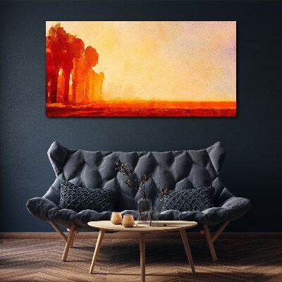 Sunset behind the palm trees Canvas print