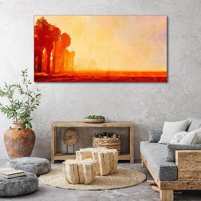Sunset behind the palm trees Canvas print