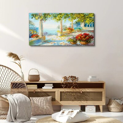 Spring landscape with flowers Canvas print