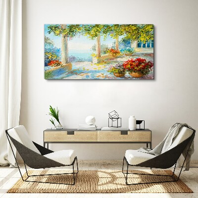 Spring landscape with flowers Canvas print