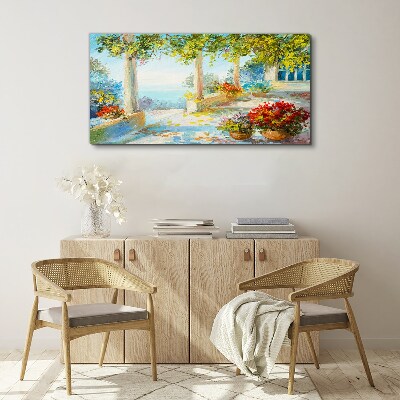 Spring landscape with flowers Canvas print