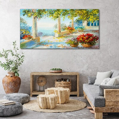 Spring landscape with flowers Canvas print