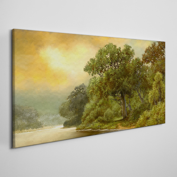 Golden light over a calm river Canvas print