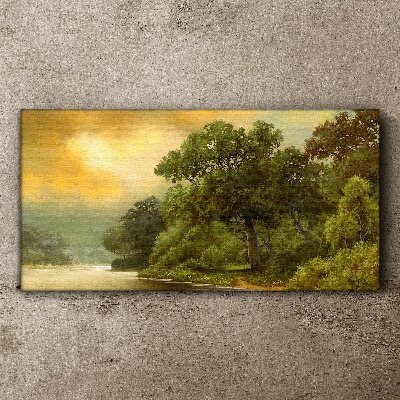 Golden light over a calm river Canvas print