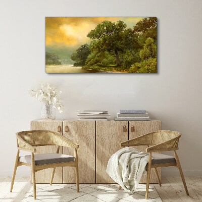 Forest river sky Canvas print
