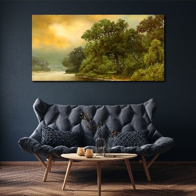 Golden light over a calm river Canvas print