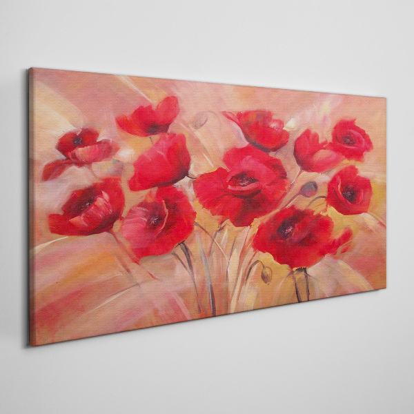 Red poppies in a pastel composition Canvas print