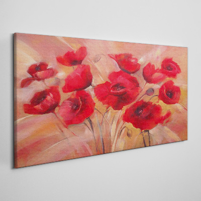 Red poppies in a pastel composition Canvas print