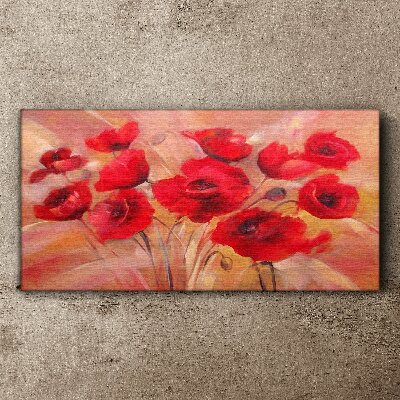 Red poppies in a pastel composition Canvas print
