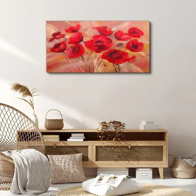 Red poppies in a pastel composition Canvas print