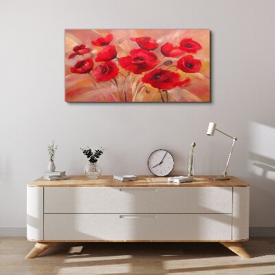 Red poppies in a pastel composition Canvas print