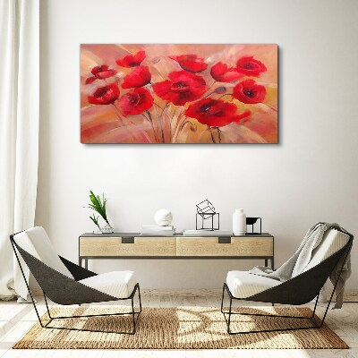 Red poppies in a pastel composition Canvas print