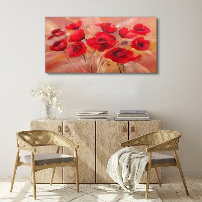 Red poppies in a pastel composition Canvas print