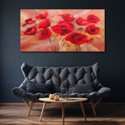 Red poppies in a pastel composition Canvas print