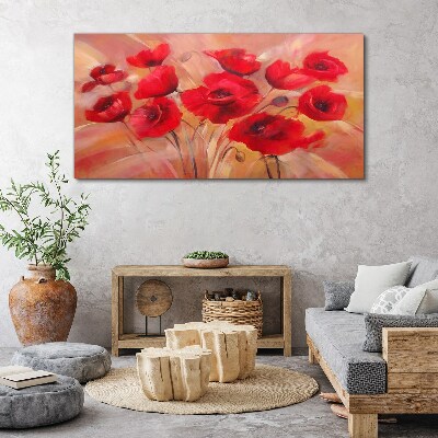 Red poppies in a pastel composition Canvas print