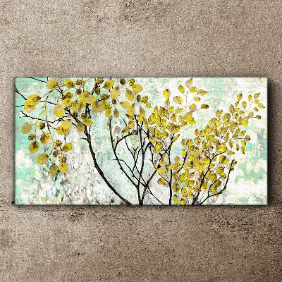 Spring leaves against the blue background Canvas print