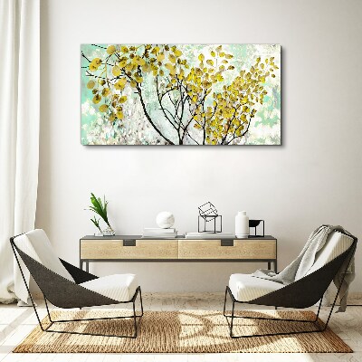 Spring leaves against the blue background Canvas print