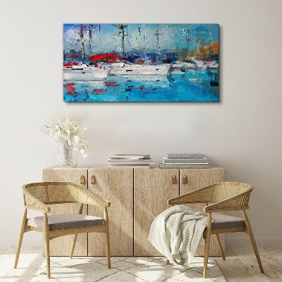Harbor blue water ships Canvas print