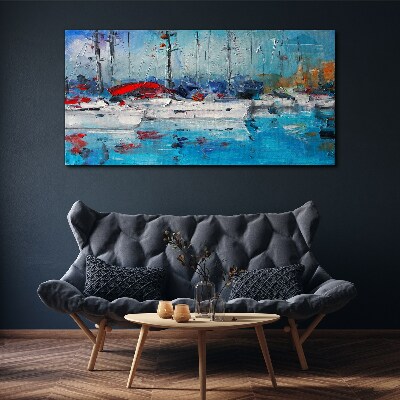 Harbor blue water ships Canvas print