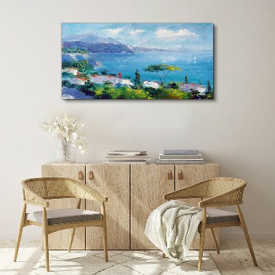 Sea sea blue mountains Canvas print