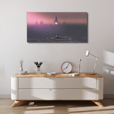 Immersed in the city mists Canvas print