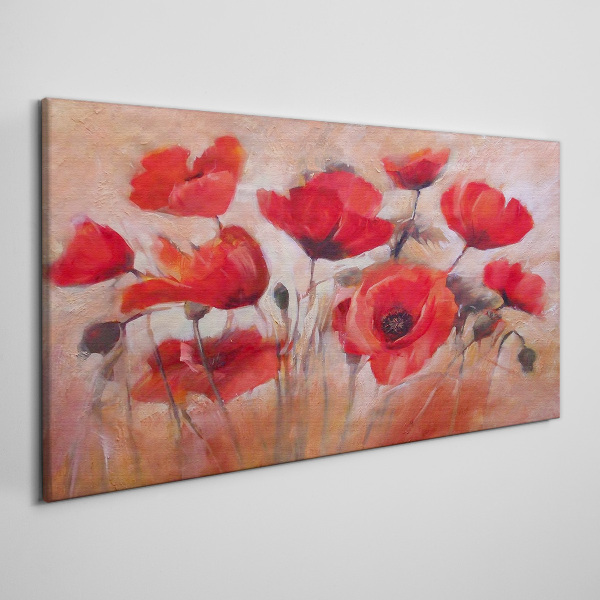 Red poppies on a pastel background Canvas print