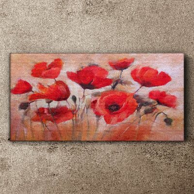 Red poppies on a pastel background Canvas print