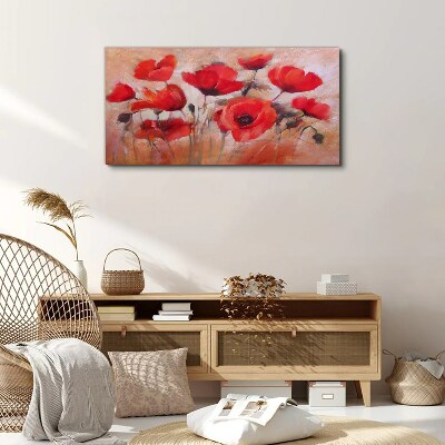 Red poppies on a pastel background Canvas print