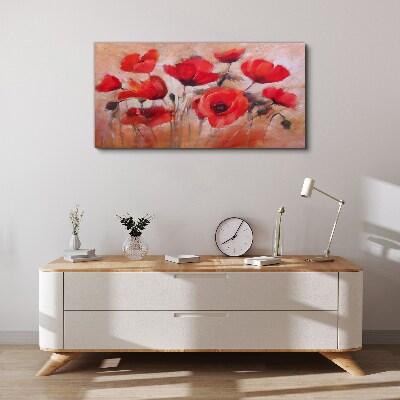 Red poppies on a pastel background Canvas print