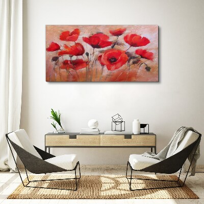 Red poppies on a pastel background Canvas print