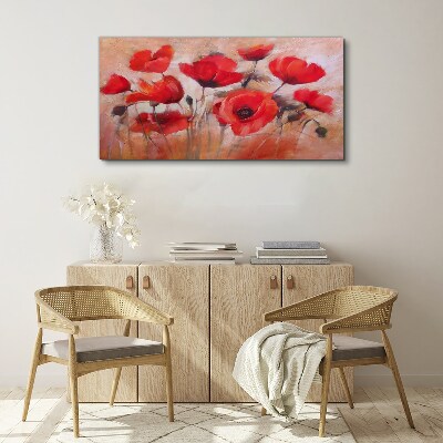 Red poppies on a pastel background Canvas print