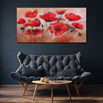 Red poppies on a pastel background Canvas print