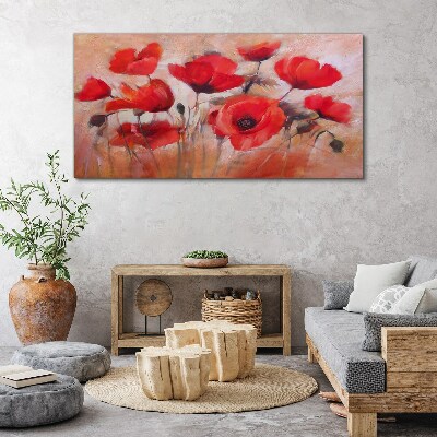 Red poppies on a pastel background Canvas print