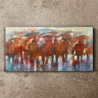 Rainy scene with umbrellas Canvas print