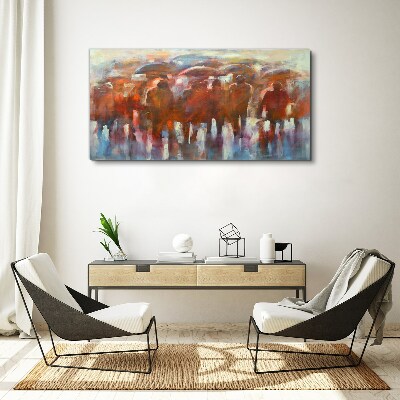 Rainy scene with umbrellas Canvas print