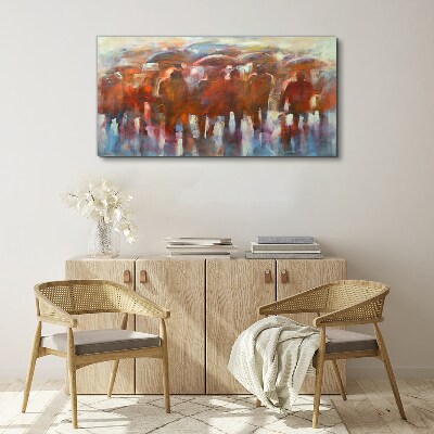 Rainy scene with umbrellas Canvas print