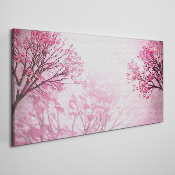 Pink flowers in spring aura Canvas print