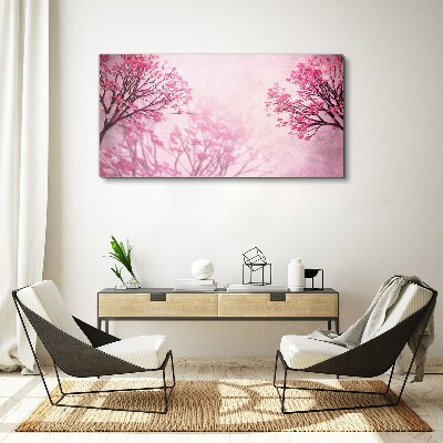 Pink flowers in spring aura Canvas print