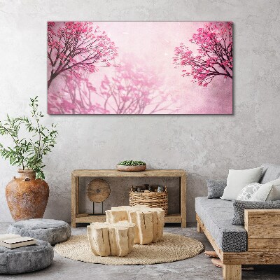 Pink flowers in spring aura Canvas print