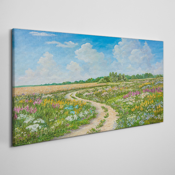A flower path among the meadows Canvas print